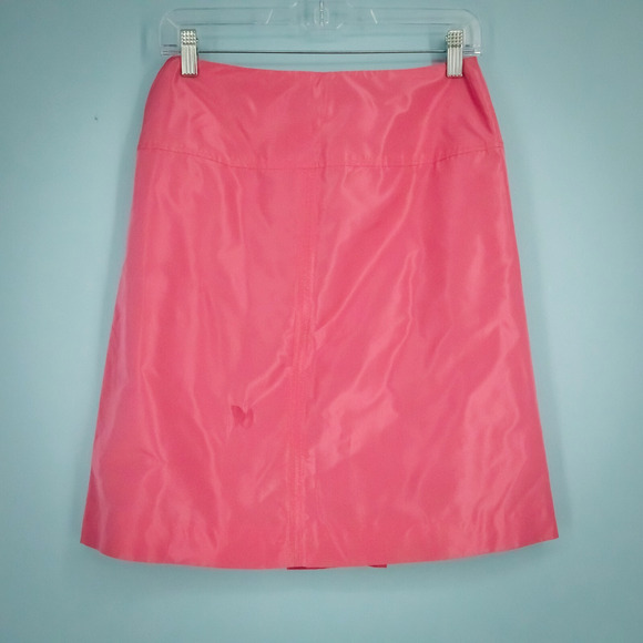 J. Crew Size 2 Pink Box Pleat Side Zip Mini Length 100% Silk Career Skirt NEW - Picture 2 of 5